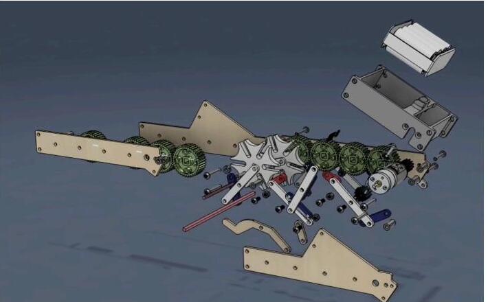 Exploded CAD assembly of the Dawnstar II walker