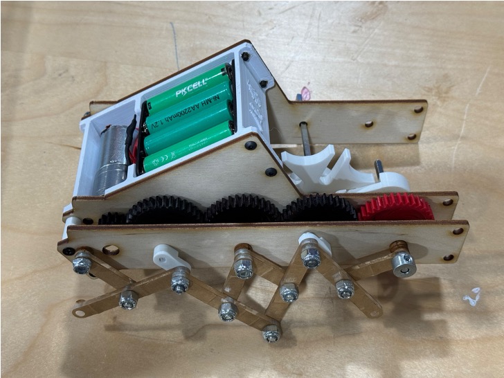 Top-down view of the assembled walker